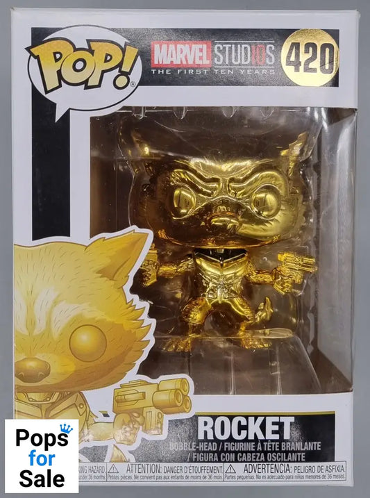 #420 Rocket (Gold) - Chrome - Marvel Studios 10 Years Funko POP