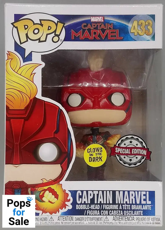 #433 Captain Marvel (Flying) Glow Pop - Box Damaged Funko POP