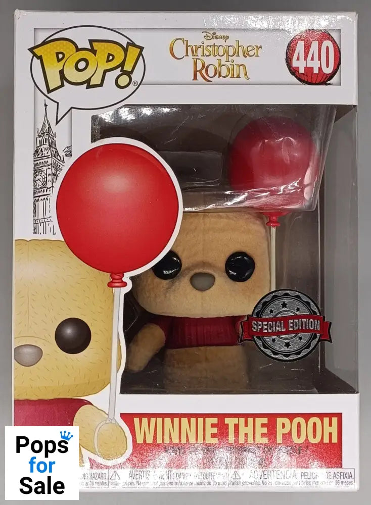 440 Winnie the Pooh (w/ Balloon) - Flocked - Disney - Funko POP - Box Damaged