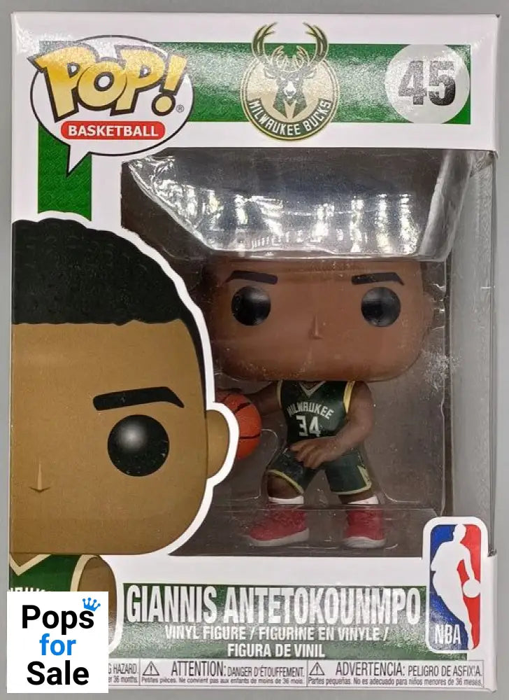 #45 Giannis Antetokounmpo (Away) NBA Milwaukee Bucks Box Damaged Funko POP