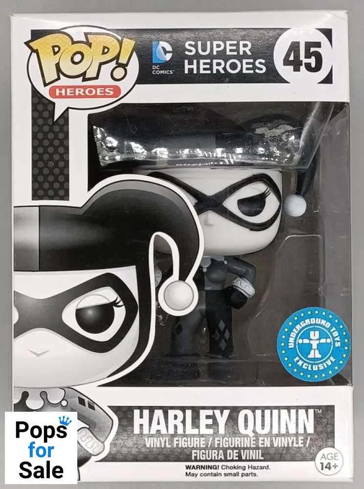 #45 Harley Quinn - B&W - DC Super Heroes - Box Damaged Funko POP