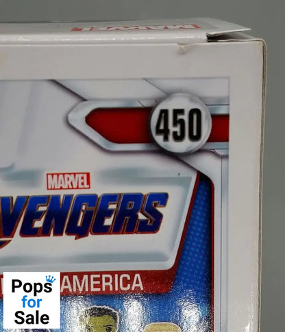 450 Captain America Team Suit Glow Marvel Avengers Endgame Funko POP - Box Damaged