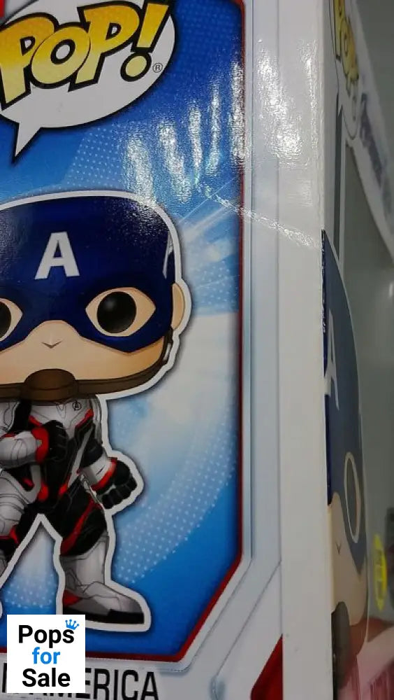 450 Captain America Team Suit Glow Marvel Avengers Endgame Funko POP - Box Damaged