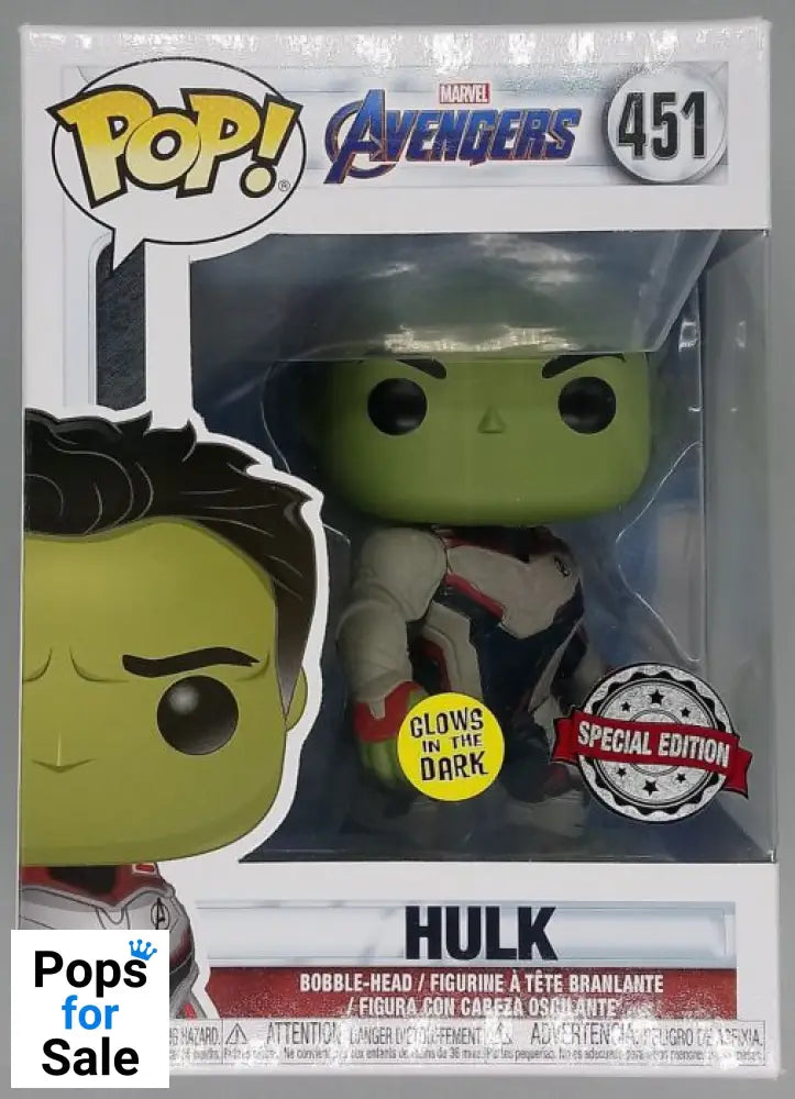 #451 Hulk (Team Suit) - Glow - Marvel Avengers Endgame Funko POP