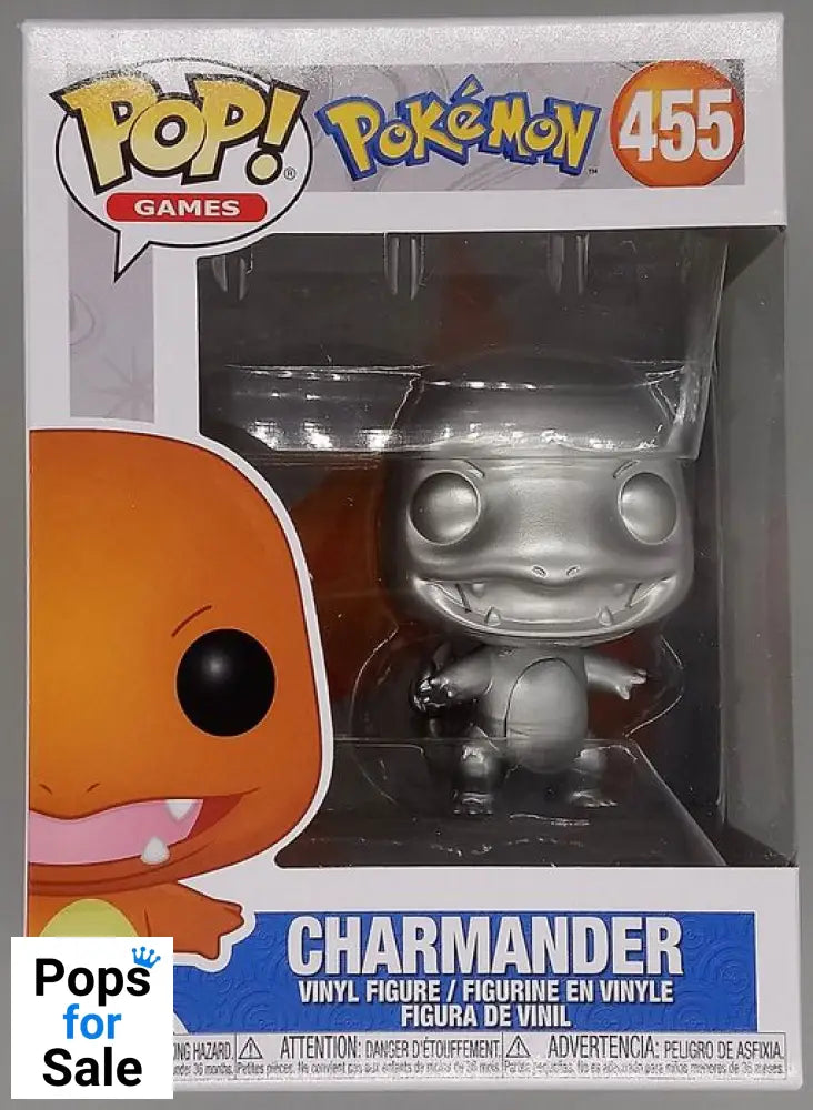 #455 Charmander (Silver) - Metallic - Pokemon Funko POP