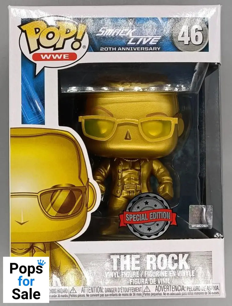 #46 The Rock (Gold) WWE Smackdown Live 20th Anniversary Box Damaged Funko POP