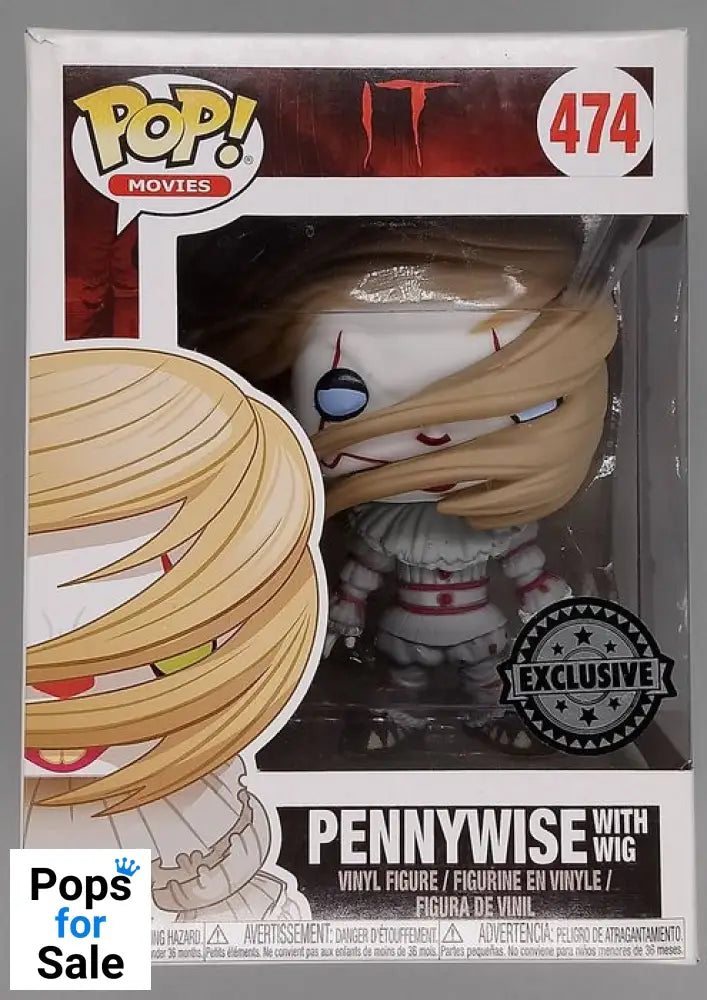 #474 Pennywise (with Wig) - Horror - IT Funko POP