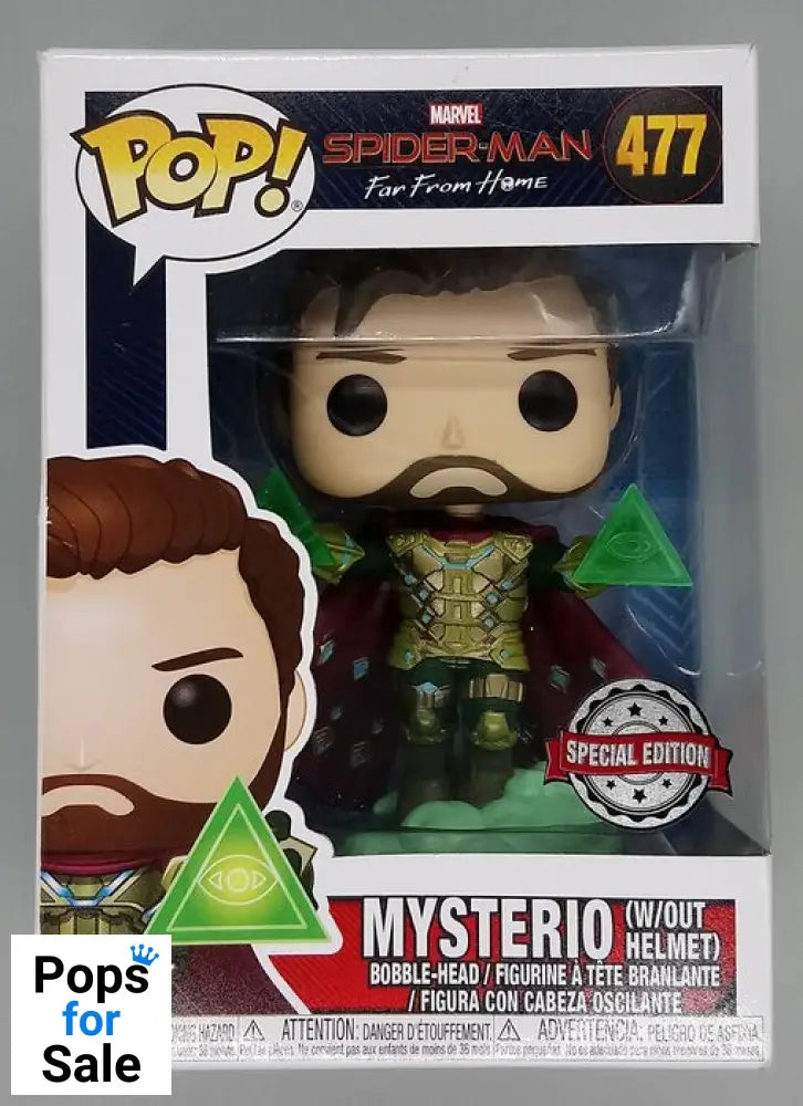 #477 Mysterio (w/out Helmet) Marvel Spider-Man Fa Box Damaged Funko POP