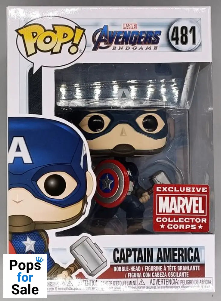 #481 Captain America (w/ Mjolnir) - Marvel Avengers Endgame Funko POP