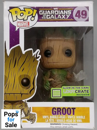 #49 Groot - Glow - Marvel Guardians of the Galaxy Box Damaged Funko POP