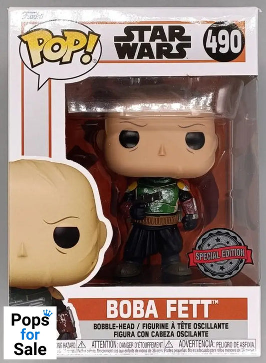 #490 Boba Fett (w/o Helmet) Star Wars The Mandalorian Box Damaged Funko POP