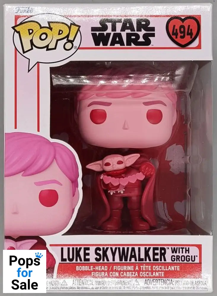 494 Luke Skywalker (with Grogu - Valentine) Star Wars Funko POP - Box Damaged