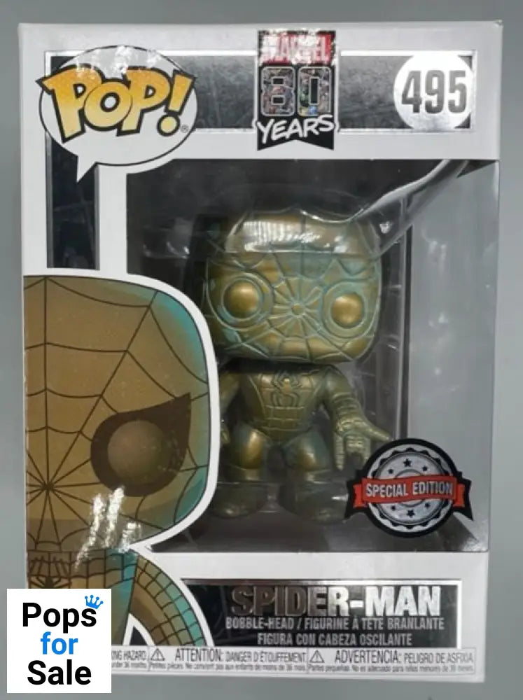 495 Spider-Man (Patina) Marvel 80th Anniversary Box Damaged Funko POP