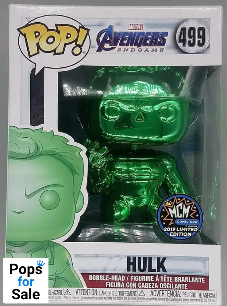 499 Hulk (w/ Gauntlet- Green) Chrome - Marvel Avengers Endgame Funko POP - Box Damaged