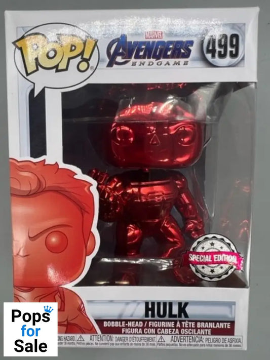 #499 Hulk (w/ Gauntlet Red) Chrome - Marvel Avengers Box Damaged Funko POP