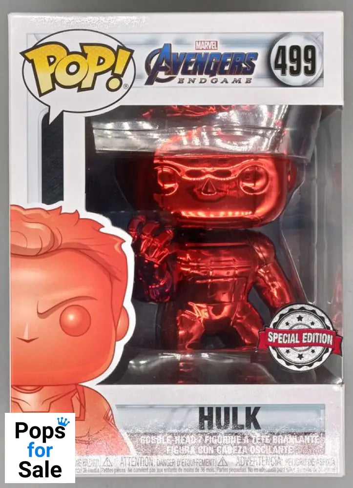 #499 Hulk (w/ Gauntlet Red) Chrome - Marvel Avengers Endgame Funko POP