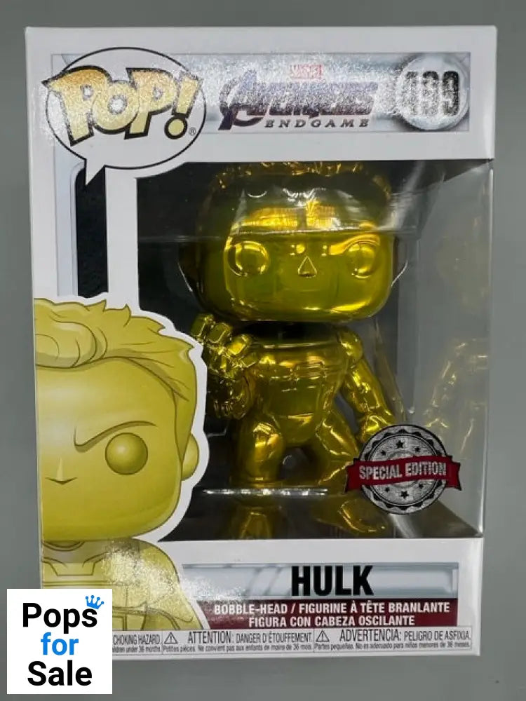 #499 Hulk (w/ Gauntlet- Yellow) Chrome Marvel Avengers Endga Funko POP