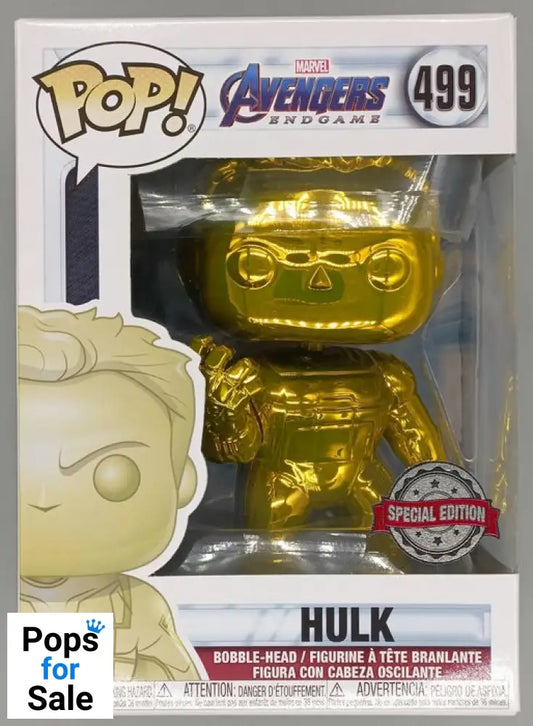 499 Hulk (w Gauntlet Yellow) Chrome Marvel Avengers Funko POP - Box Damaged