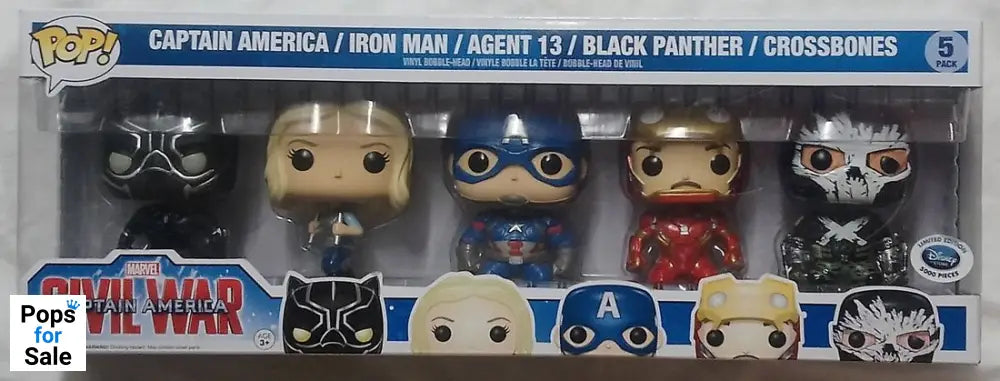 [5 Pack] Marvel Captain America Civil War Iron Man Agent 13 Funko POP