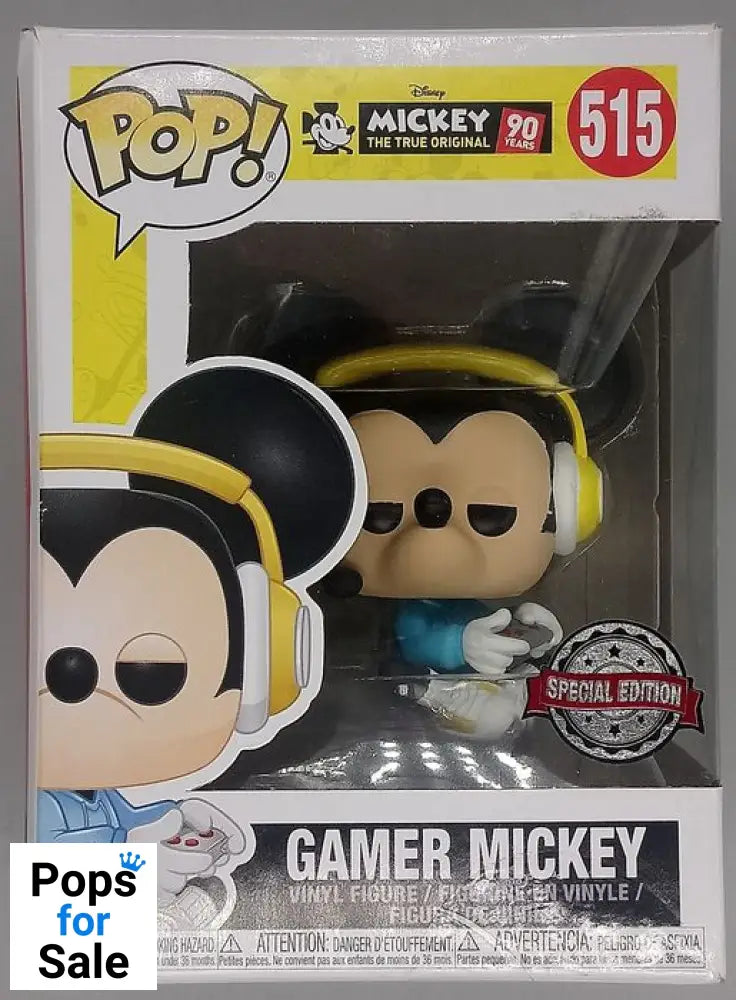 515 Gamer Mickey (Sitting) Disney 90 Years - Funko POP - Box Damaged