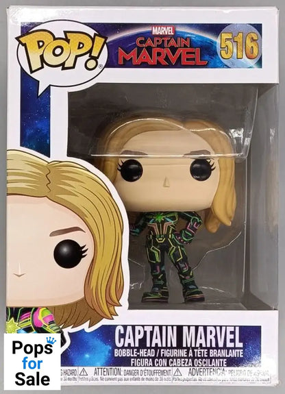 #516 Captain Marvel (Neon) Marvel - Captain Marvel Box Damaged Funko POP