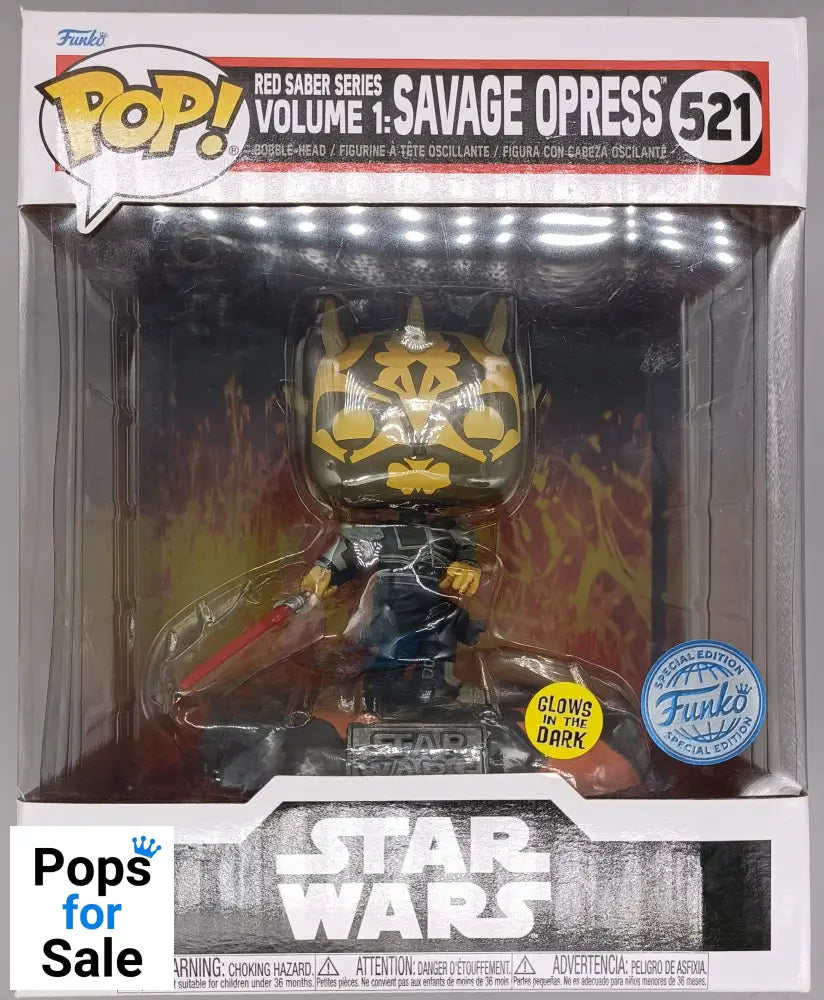 #521 Red Saber Series Savage Opress Deluxe Glow Star Wars Box Damaged Funko POP