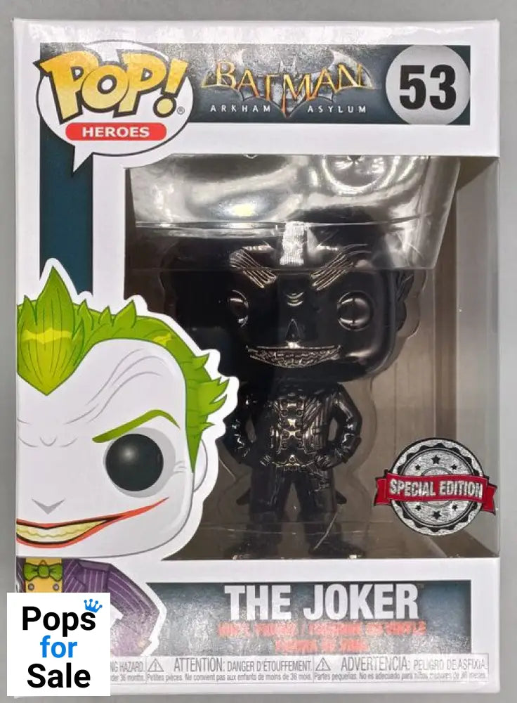 #53 The Joker (Black) - Chrome - Pop Heroes Funko POP