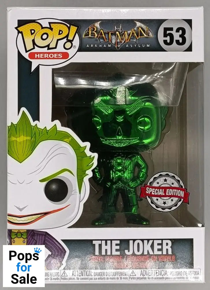 53 The Joker (Green) Chrome DC Batman Arkham Asylum Funko POP - Box Damaged
