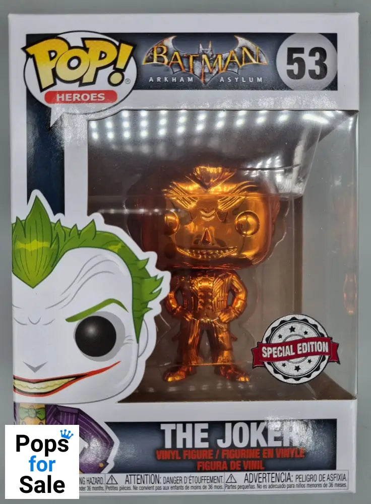 #53 The Joker (Orange) - Chrome - Batman Arkham Asylum Funko POP