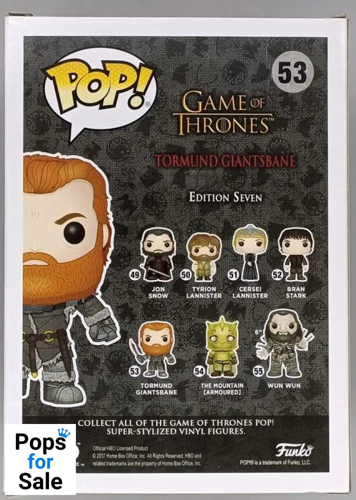 #53 Tormund Giantsbane - Game of Thrones Funko POP