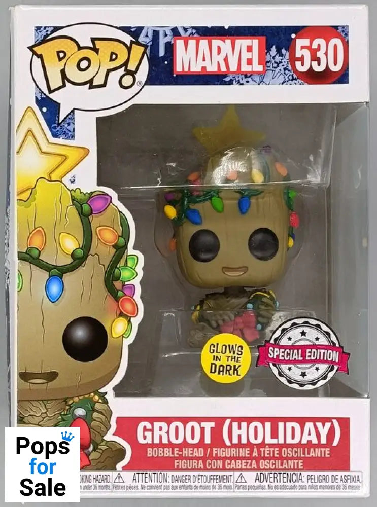 #530 Groot (Holiday) Glow Marvel Guardians Of The Galaxy Box Damaged Funko POP