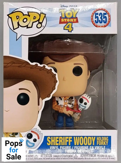 #535 Sheriff Woody (Holding Forky) Disney Toy Story Box Damaged Funko POP