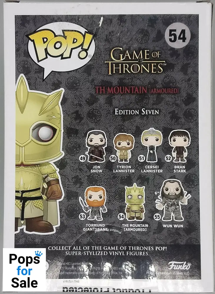 #54 The Mountain (Armored) Game of Thrones - 2017 Con Funko POP