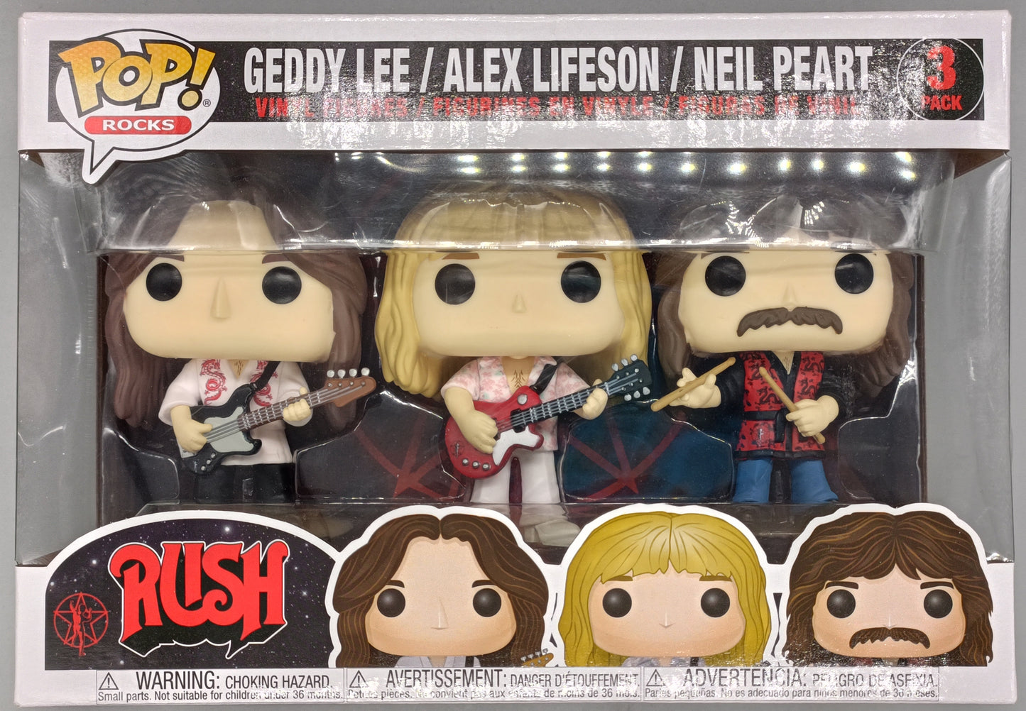 [3 Pack] Geddy Lee / Alex Lifeson / Neil Peart Rocks - RUSH Box Damaged Funko POP