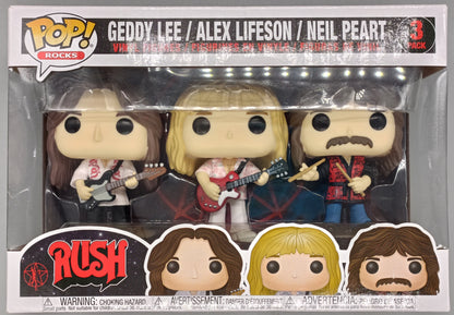 [3 Pack] Geddy Lee / Alex Lifeson / Neil Peart Rocks - RUSH Box Damaged Funko POP