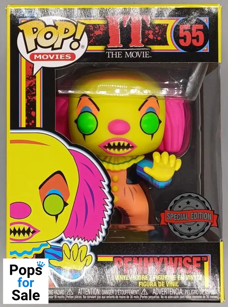 #55 Pennywise - Blacklight - Horror - IT Funko POP