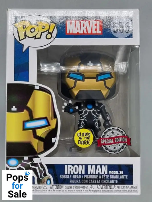 #555 Iron Man (Model 39) - Glow - Marvel - Box Damaged Funko POP