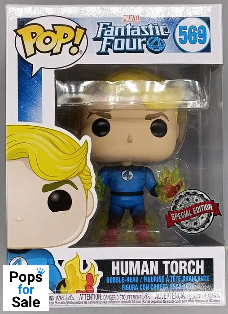 #569 Human Torch (w/ Flames) - Marvel Fantastic Four Box Damaged Funko POP