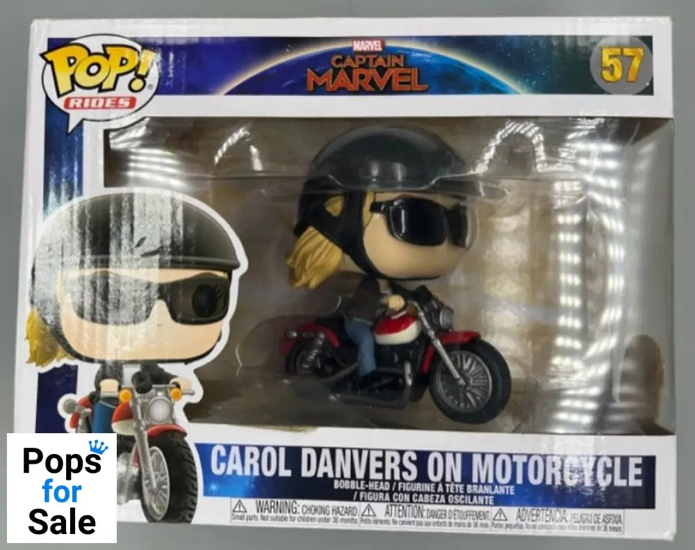 57 Carol Danvers on Motorcycle - Rides - Captain Marvel Box Damaged Funko POP