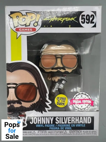 592 Johnny Silverhand (w/ Sunglasses) Glow - Cyberpunk 2077 - Box Damaged Funko POP