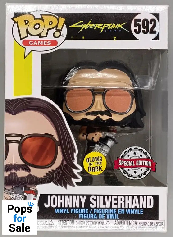 #592 Johnny Silverhand (w/ Sunglasses) Glow - Cyberpunk 2077 Funko POP