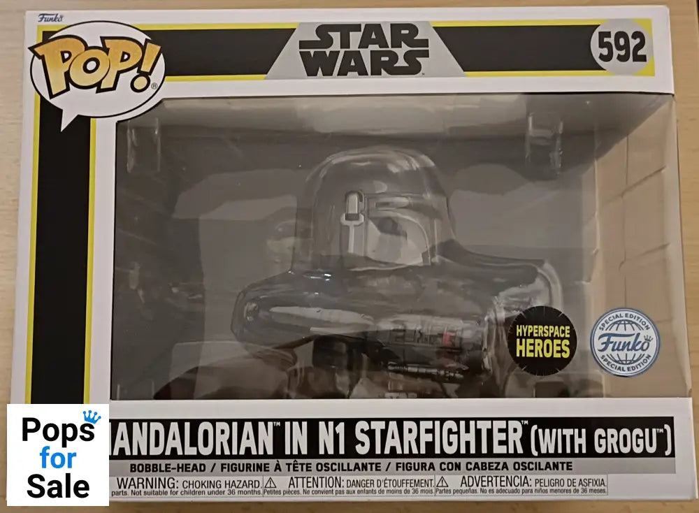 592 The Mandalorian in N1 Starfighter (with Grogu) Star Wars - Box Damaged Funko POP