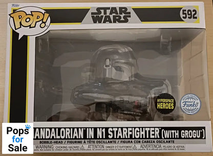 592 The Mandalorian in N1 Starfighter (with Grogu) Star Wars - Box Damaged Funko POP