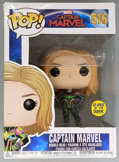 516 Captain Marvel (Neon) Glow - Marvel Captain Marvel Funko POP - Box Damaged