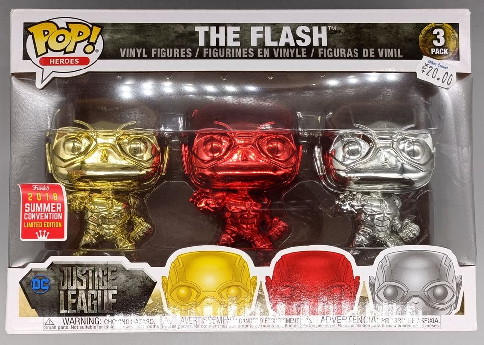 [3 Pack] The Flash (Gold/Red/Silver) - Chrome - DC Funko POP