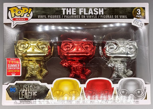 [3 Pack] The Flash (Gold/Red/Silver) - Chrome - DC Funko POP