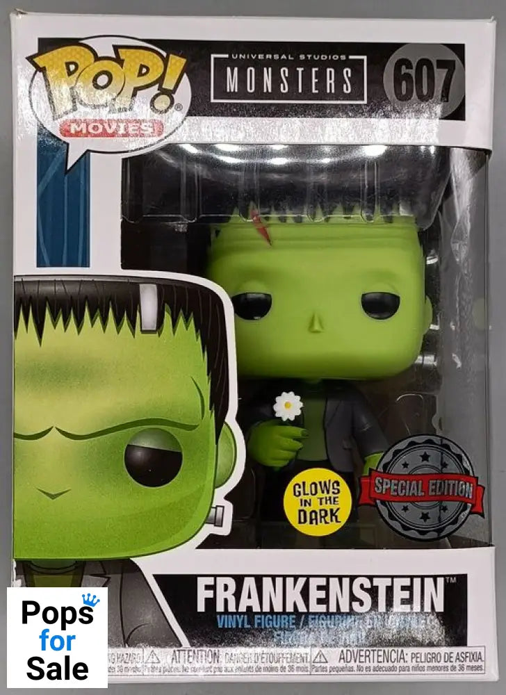 607 Frankenstein (w/ Flower) - Glow - Monsters Funko POP - Box Damaged