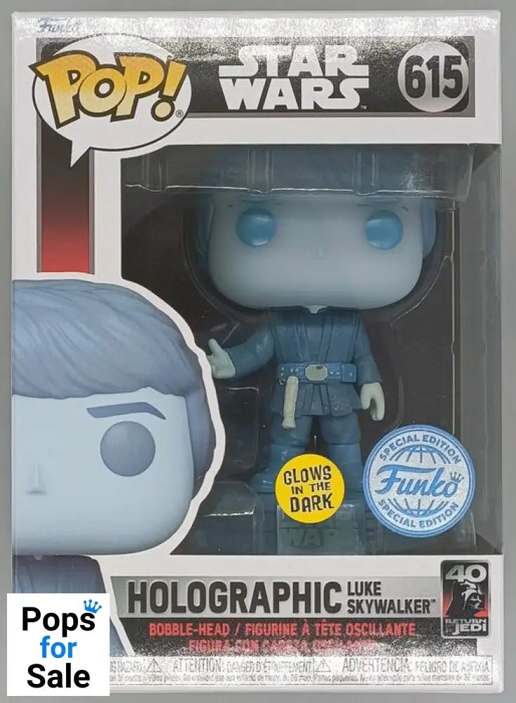 #615 Holographic Luke Skywalker Glow - Star Wars Funko POP