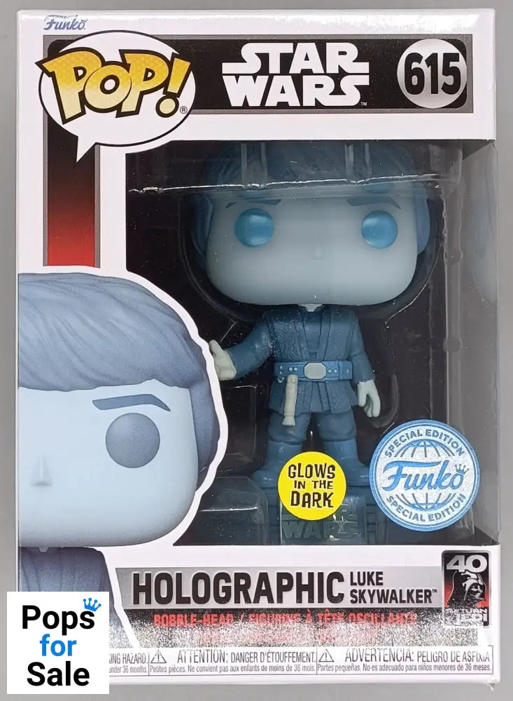 615 Holographic Luke Skywalker - Glow - Star Wars - Funko POP - Box Damaged
