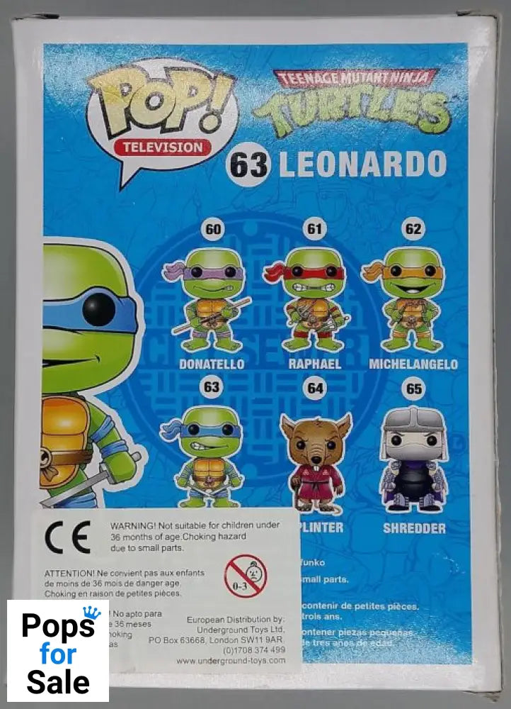 #63 Leonardo - Teenage Mutant Ninja Turtles - Box Damaged Funko POP